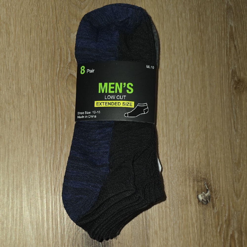 Men's Low Cut Extended Size Socks - 8 pair